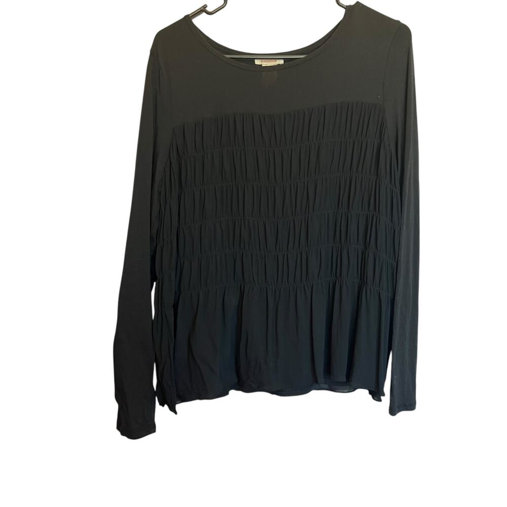 Sundance Black Long Sleeve Ruched Viscose Panel Blouse Modal Witchy Glam Size L